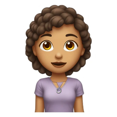 chica pelo rizo por los hombros morena de ojos marrones con pendientes de aro pequeños en plata sticker