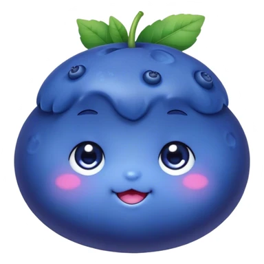 Cute Kawaii Blueberry, small and chubby, deep blue-purple with a tiny leafy crown, bright sparkling eyes, a soft round body, cute blushing cheeks, full of berry sweetness! sticker