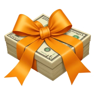 Filed money wrapped with orange ribbo sticker