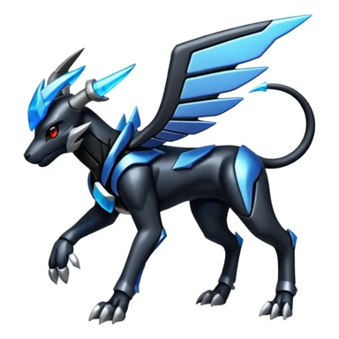 Shiny Metallic Alloy Onyx-Houndoom-Zekrom-Genesect-Pokémon-Fakémon-hybrid-creature sticker
