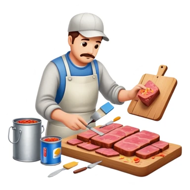 artist painting a SPAM meat landscape  sticker