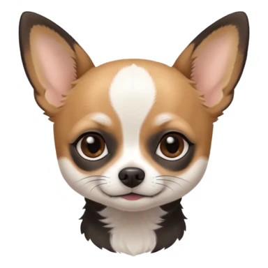 A black and white chihuahua emoji please with a thin white line on the center of head and brown eyebrow sticker