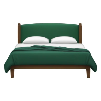 A white double bed with dark green bedding  sticker