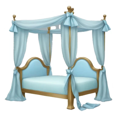 Baby blue canopy bed with bows sticker