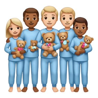 people wearing pajamas and holding a teddy bear sticker