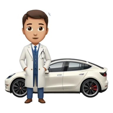 White tesla model 3 with a physician next to it sticker