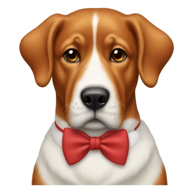Big red dog with a white bowtie around it’s neck sticker