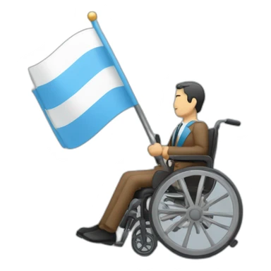 persona en silla de ruedas llevando la bandera argentina sticker