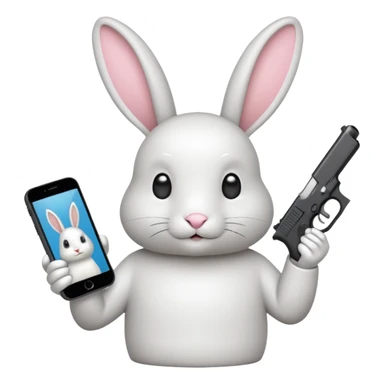 Crea un emoji de un conejo sosteniendo una glok realista de iPhone  sticker