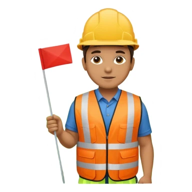 Locator guy with safety vest putting flags in grass sticker