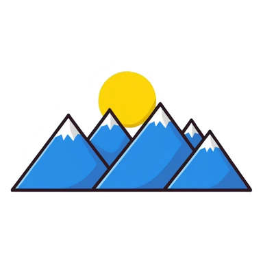 A yellow eight-pointed star with wide points and a simple mountain silhouette in the center of the star sticker