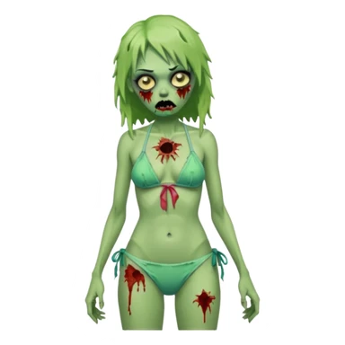 green zombie woman with bikini sticker