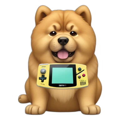 Chow-chow playing gameboy sticker