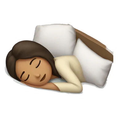Brunette girl sleepy in bed sticker