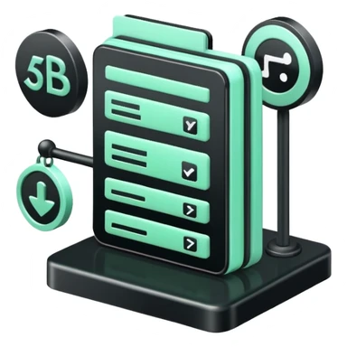 Responsabilité Administrative (Administrative Responsibility), 3D technical icon with black and mint green (#B5F4D3), accountability framework with compliance metrics and procedural safeguards sticker