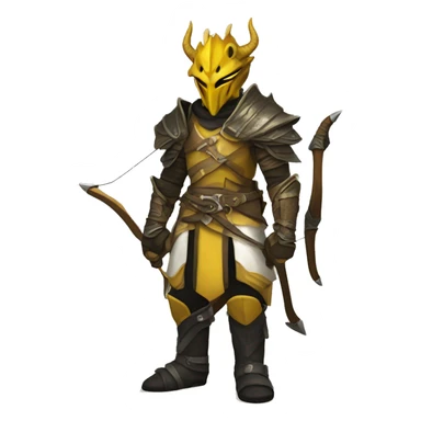 Dragonborn  archer with yellow and white armor and black boots  sticker