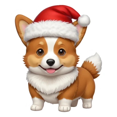 tricolor corgi with santa hat on sticker