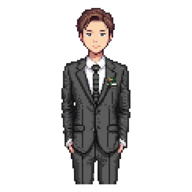 man wearing a suit with black horizontal stripes sticker