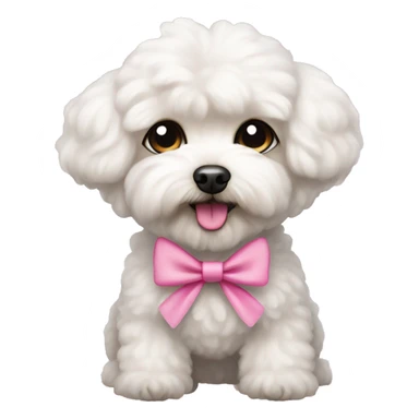 white maltipoo with pink bows on ears  sticker