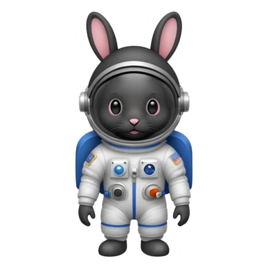 black rabbit with astronaut costume sticker