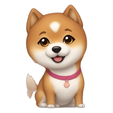 Cute Shiba-dog with her their mistress, a woman with brown and curly hair sticker