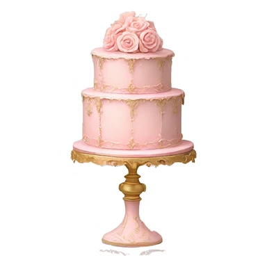 vintage highly detailed rococo pale pink birthday cake sticker