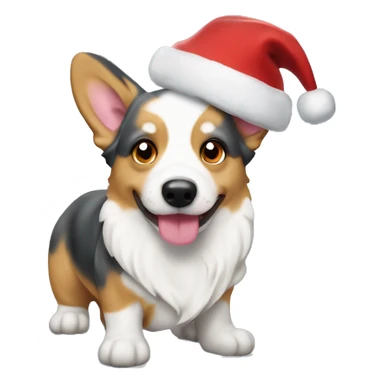 Merle corgi with Santa hat sticker