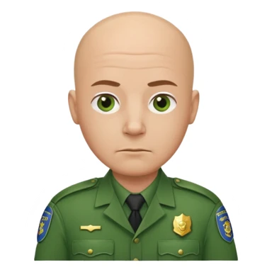 green uniform police bald no cap  sticker