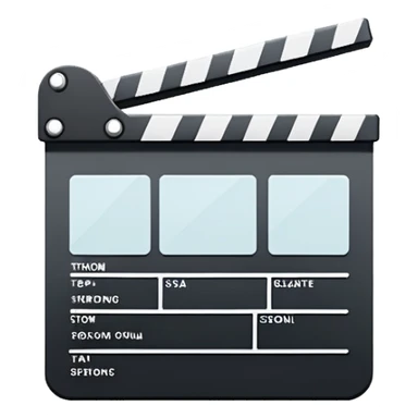 extremely minimal film slate, absolute bare minimum lines, just enough to recognize as clapperboard, pure outline sticker
