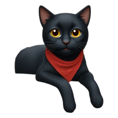 A black cat with a red bandana clawing at a blue sofa sticker