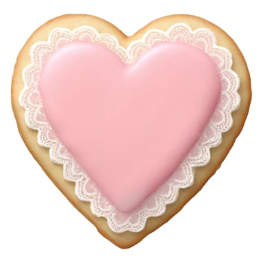 singular heart shaped sugar cookie with pale pink icing and lace sticker