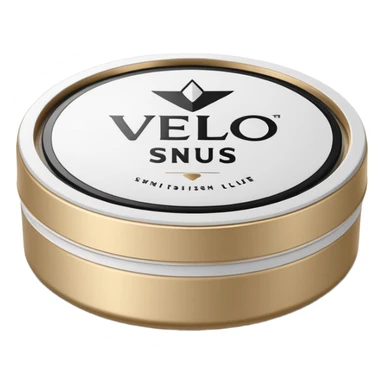 Create an emoji-style illustration of a regular VELO snus can. The can should be round, sleek, and minimalistic, with a white plastic lid and the VELO logo clearly visible. Keep the design clean and simple, matching typical emoji aesthetics, with subtle shadows and a smooth 3D look. sticker