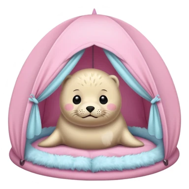 Seal in a light pink tent  sticker