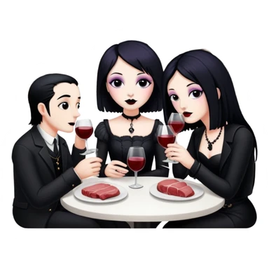goth artists enjoying wine Party at a french Parisian SPAM meat cafe LANDSCAPE  sticker