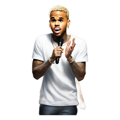 Hyper Realistic Chris Brown on stage with spotlights shining on him sticker