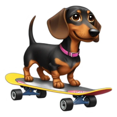 Dachshund riding a skateboard sticker