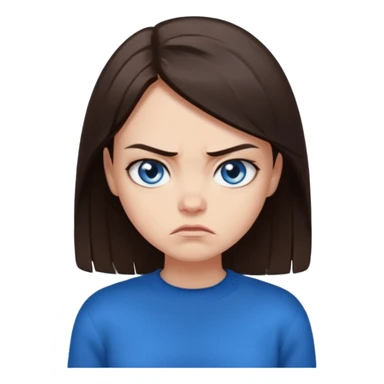 fille cheveux lisse brune yeux bleu pull noir qui regarde mal sticker