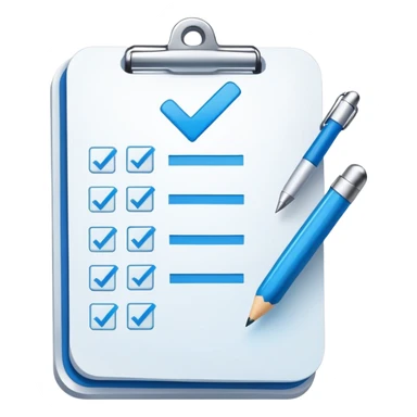 A checklist with a prominent blue checkmark on the first item, symbolizing tracking completed tasks and progress sticker