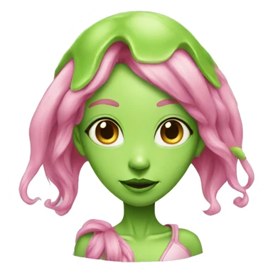 green alien girl with elf ears and pink hair sticker