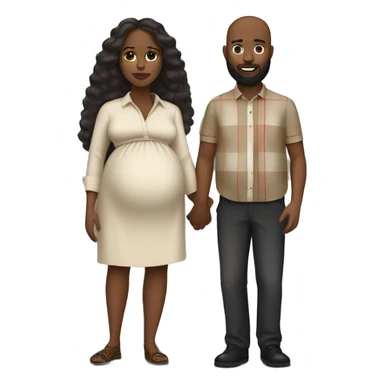 A man with beard wearing a burberry shirt with a pregnant black woman￼ sticker
