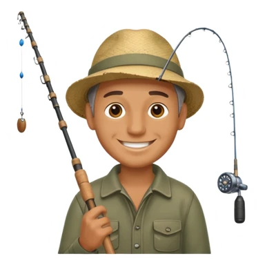 a man holding a fishing rod sticker