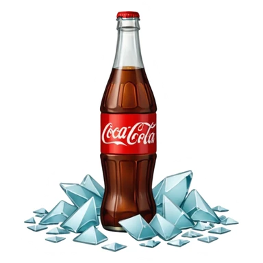 bottle of coca cola broken in the middle glass shards sticker
