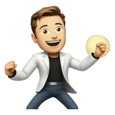 Animated Elon musk dancing and add spaceship in background  sticker