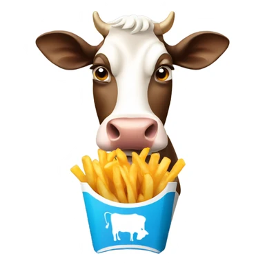 Cow eating fries sticker