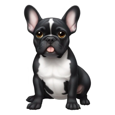 Black French bulldog with withe spot on tummy  sticker