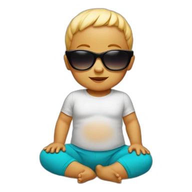 Baby yoga with black sunglasses sticker