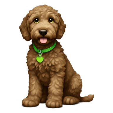 Darker brown goldendoodle puppy with green eyes full body sticker