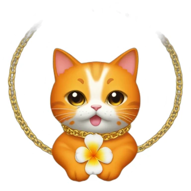 Un chat orange avec une fleur sur la tête et un collier sur le cou qui fait gring gring sticker
