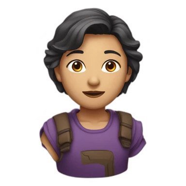 红色长发，女生，紫色眼睛，漂亮 sticker