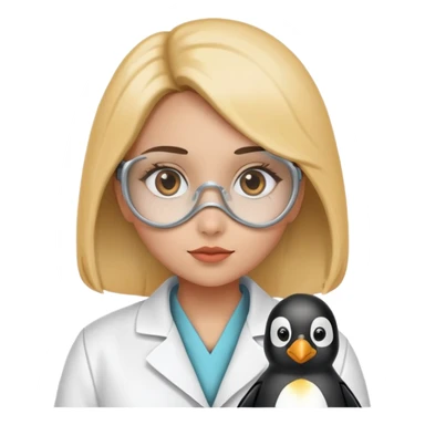 Penguin scientist girl sticker